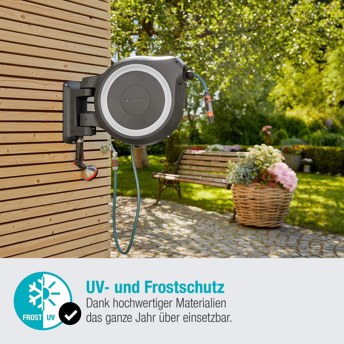 Gardena Schlauchbox RollUp XL 35m - Wandmontage, schwenkbar, inkl. Schlauch & Montage (18632-20)
