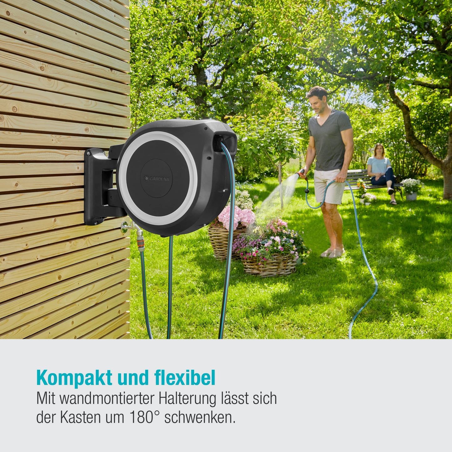 Gardena Schlauchbox RollUp XL 35m - Wandmontage, schwenkbar, inkl. Schlauch & Montage (18632-20)