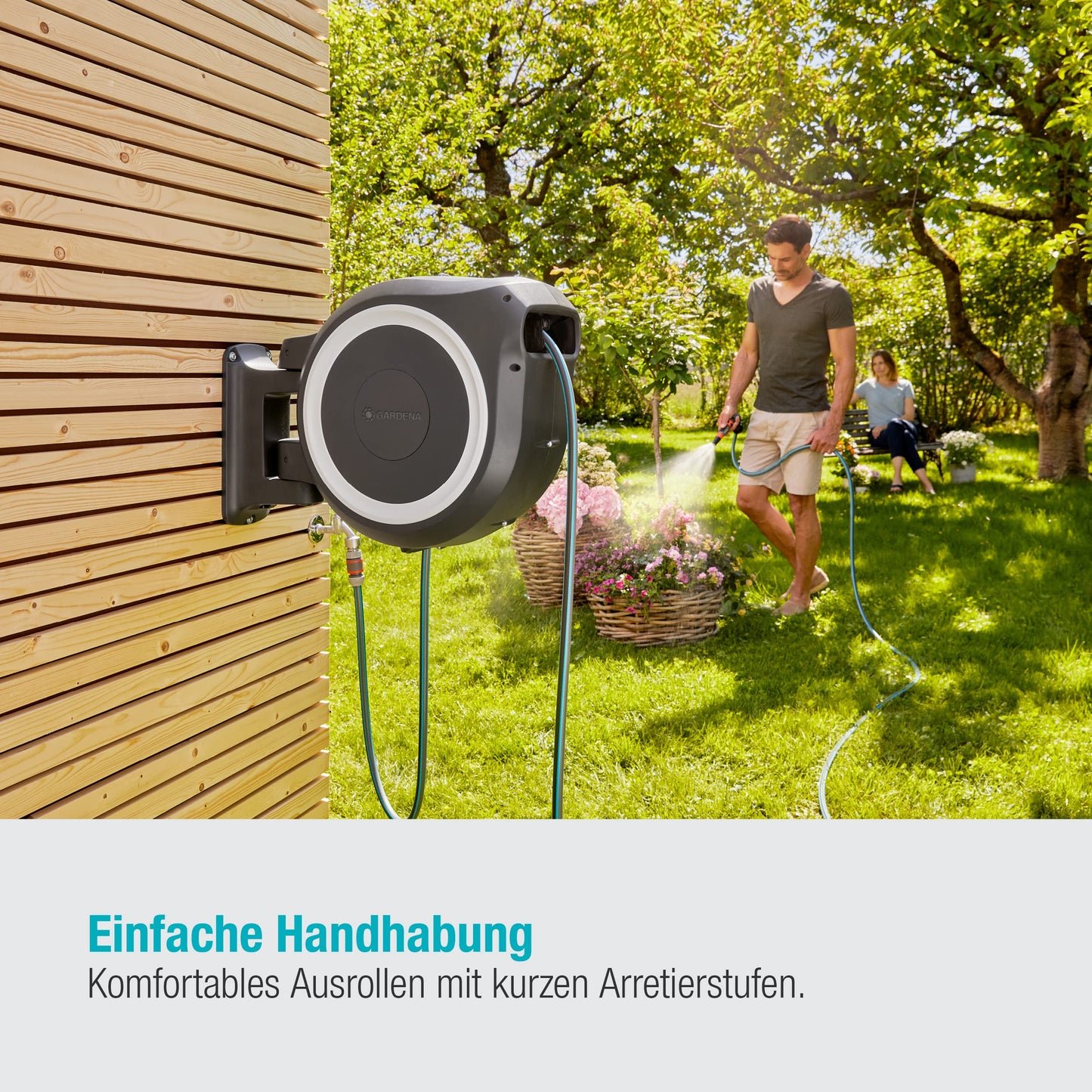 Gardena Schlauchbox RollUp XL 35m - Wandmontage, schwenkbar, inkl. Schlauch & Montage (18632-20)