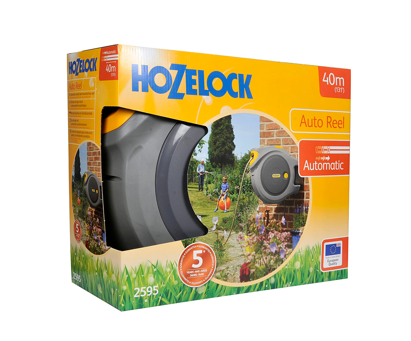 HOZELOCK Auto Reel 40M Wandschlauchbox - Automatik-Aufrollung, inkl. Schlauch & Spritze, 5 J. Gar. [2595R0000]