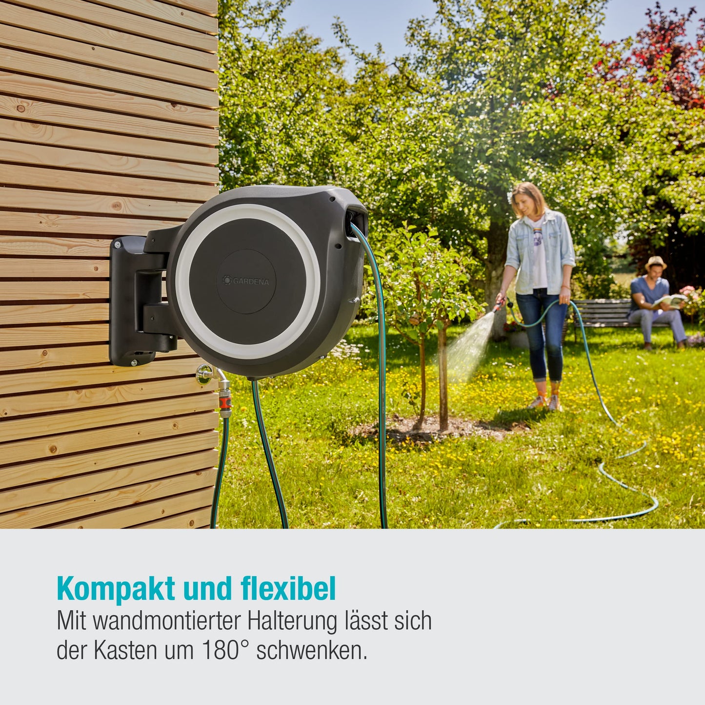 Gardena Schlauchbox RollUp L 30m - Wandmontage, schwenkbar, inkl. Schlauch & Montage (18627-20)
